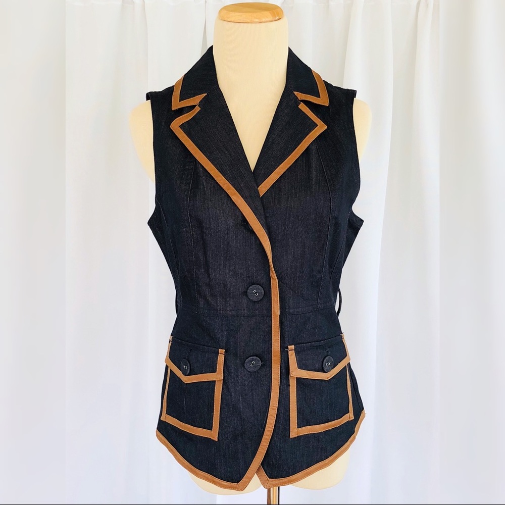 New York & Co. Dark Denim & Brown Vest